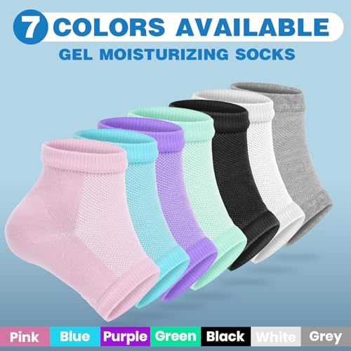 Image of TEAWOO 6 Pairs Black Moisturizing Heel Socks for Cracked Heel Treatment