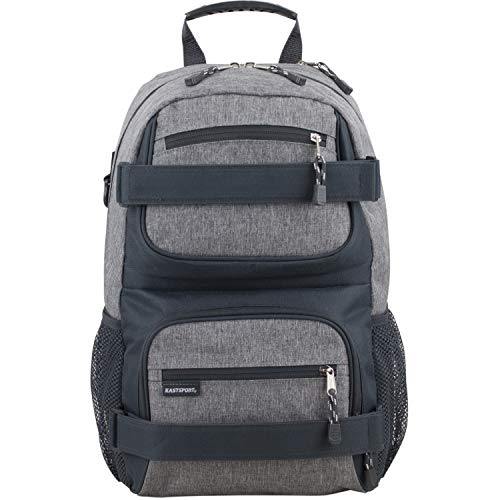 Eastsport Travel Skateboard Backpack Double Strap Laptop Bag Multi-Sport Design for Men and Women, Graystone Chambray