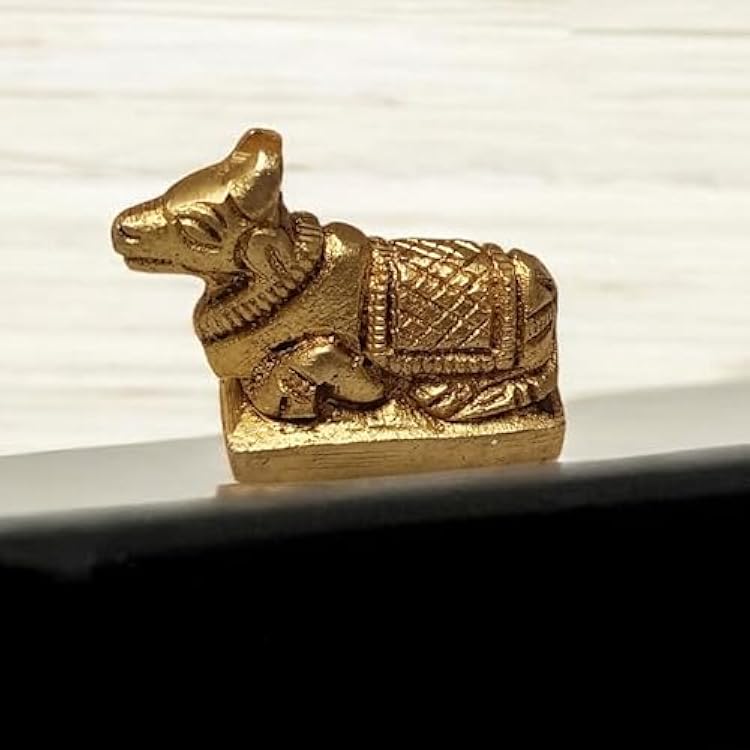 Brass Shivling with Nandi Statue, Religious Hindu Temple Idol Shivling Nandi Idol - 1 Inch for Temple Pooja and Decor Idea - Best for Car Dashboard Idea