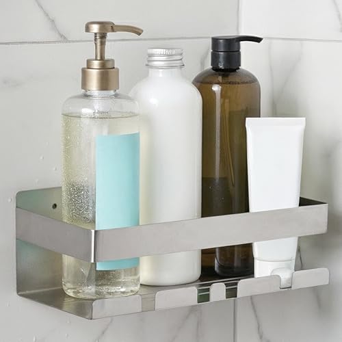 Generico Mensola Doccia Senza Foratura in Acciaio Inox - Porta Shampoo e Porta Sapone per Doccia, 23x8,5x10cm