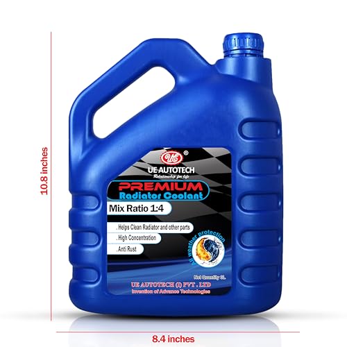 UE Autotech Premium Radiator Car Coolant - Heat Dissipation and Absorption Cooling Systems for Petrol, Diesel, and CNG Vehicles - Heavy-Duty Coolants, 3 Liter (Red Mix Ratio 1:4)