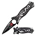 TAC Force TF-707GY Assisted Opening Folding Knife, Black Half-Serrated Blade, Grey Dragon Handle, 4-1/2-Inch Closed