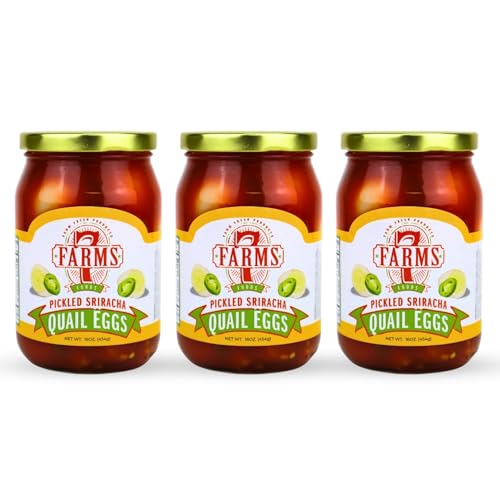 7 Farms Pickled Quail Egg 3 Pack - Mild, Jalapeno, Sriracha, and ...