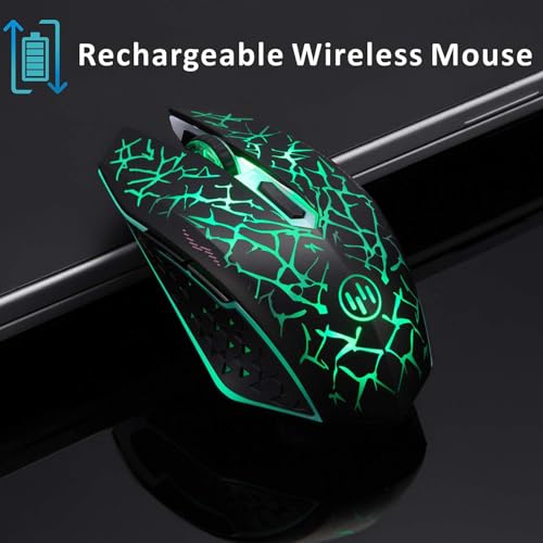 image for TENMOS K6 Wireless Gaming Mouse, Rechargeable Silent LED Optical Compu