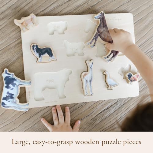 Image of Farm Animals Chunky Wooden Puzzle: A Tabitha Paige Wooden Puzzle for Toddlers 1-3