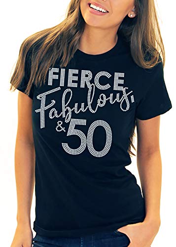 Womens 50th Birthday Shirts - Real Crystal Rhinestone...