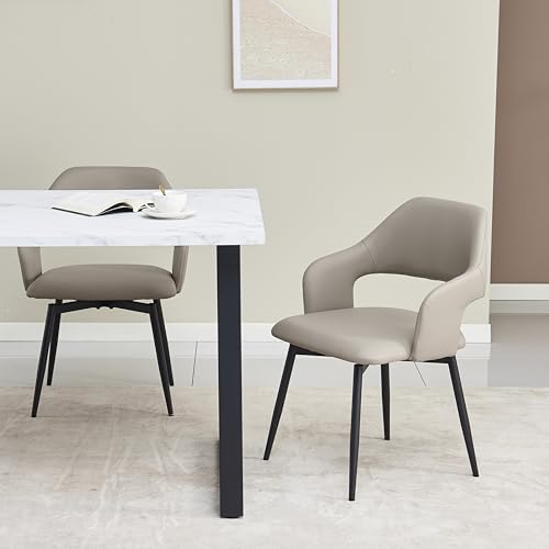 オーエスジェイ(OSJ) ダイニングチェア 回転 肘付き 3脚セット 回転椅子 食卓椅子 レザー調