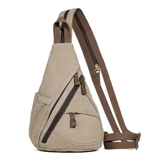 Image of KL928 Canvas Sling Bag - Small Crossbody Backpack Shoulder Casual Daypack Rucksack for Men Women