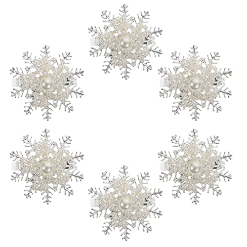 PRETYZOOM 6piezas Hebillas Navideñas Servilletas Decoración Mesa Servilleteros Plateados