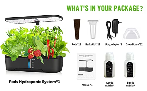 Uppen Hydroponics Growing System,12 Pods Indoor Garden Kit With 139 Led Grow Light,Hydroponic Herb Garden With 4.5L Water Tank, Automatic Timer, Adjustable Height (No Seeds) #TOP3