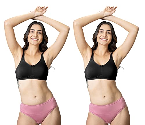 Image of Lyra 515 Valentina Full Covarage Solid Coloured Premium Cotton Moulded Bra for Women (Pack of 2) Multicolour