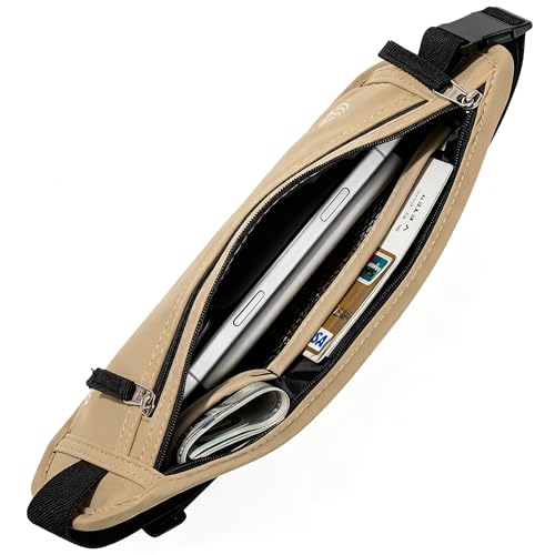 Image of Money Belt - Slim Passport Holder RFID Blocking Travel Wallet Undercover Fanny Packs for Women Men - Gold