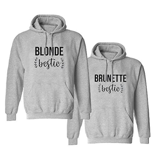 Tabiekacl Bester Freund Hoodie Pullover Damen BFF Pullover Sweatshirt für Mädchen Sister Pulli Geburtstagsgeschenk 1 Stück(grau-Brunette,S) Cover