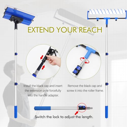 Paint Roller Kit, 18" Paint Roller Set with Paint Scraper, Putty Brushes, Tray with Disposable Liners, Extension Pole and Gloves, Wall Repair and Painting Tools for Interior Walls and Ceilings by BERXOL - Image 5