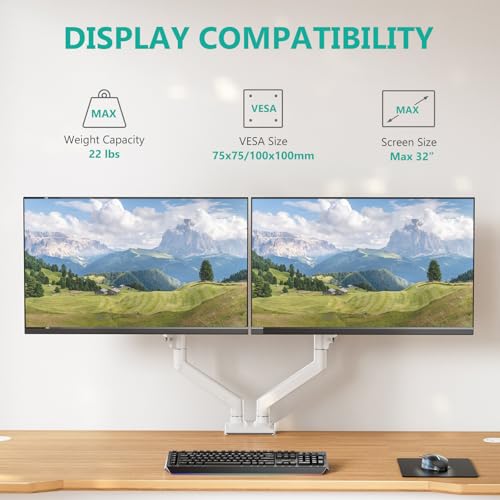 Image of WALI Dual Monitor Stand, Adjustable Arm Monitor Mount for 2 Monitors up to 32 Inch,19.8lbs Capacity (GSMP002W), White by WALI