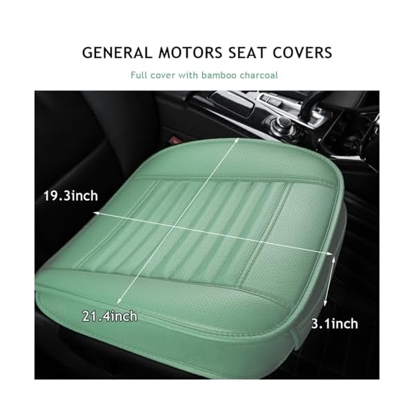 Sylvil Car Seat Bottom Cover, Bamboo Charcoal Full-Wrap Non-Slip Leather Car Seat Cover, Breathable Auto Front Seat Bottom Cushion with Pocket, Universal Interior Car Accessories (Green) - Image 3