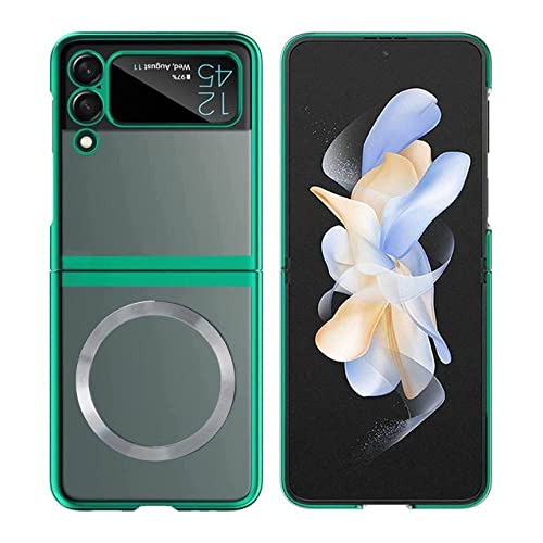 Coque Samsung Galaxy Z Flip 3 et 4 rigide transparente couleur vert compatible charge sans fil