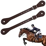 2 Pcs Spur Straps Leather Spur Straps for Men Women Brown Cowboy Thigh High Boot Single Ply Spurs Adjustable Strap 6 Holes Detachable Buckle Shoelace Ankle for Costume Accessories Horse Riders