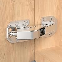 Furniware 4 Stück 90° Softclose Scharniere für Schranktüren, Schrankscharnier, Kein Vorbohren Schranktür Küchenschrank, Kleiderschrank Scharnier, Einfache Installation, Möbelscharnier mit Dämpfer