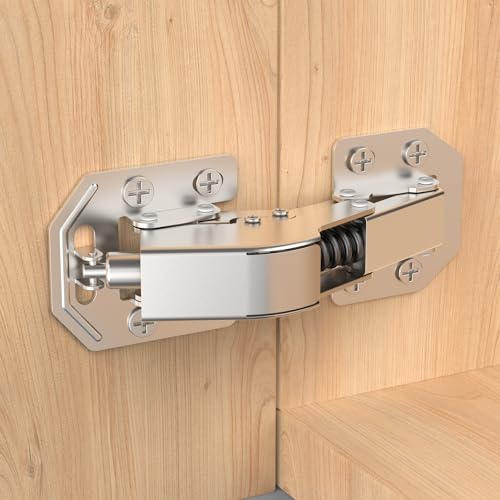 Furniware 4 Stück 90° Softclose Scharniere für Schranktüren, Schrankscharnier, Kein Vorbohren Schranktür Küchenschrank, Kleiderschrank Scharnier, Einfache Installation, Möbelscharnier mit Dämpfer