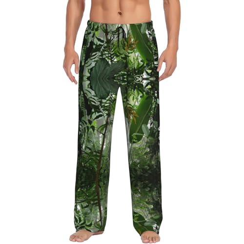 Pantalon de pyjama homme EdWal XXL noir motif forêt tropicale avec poches