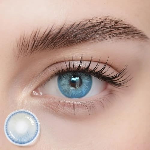 Freshlens Blaue Kontaktlinsen ohne Stärke Intensives Blau Farbige Jahreslinsen mit natürlichem Verlauf Klarer Blue Eyes Effekt 14.0 mm Blue Dream
