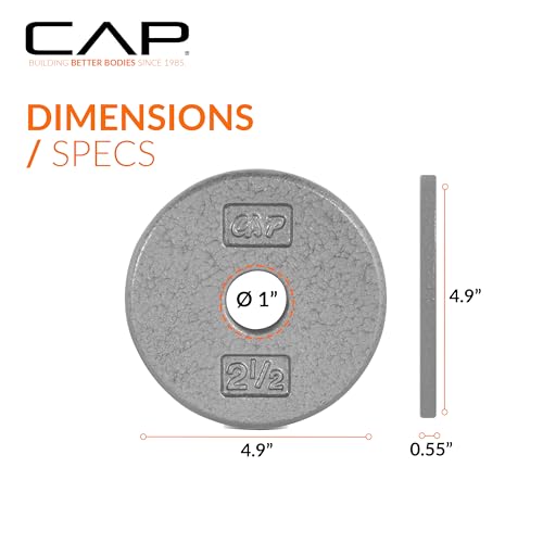 Image of CAP Barbell Standard 1-Inch Cast Iron Weight Plates - Singles & Sets | 1.25-50 lbs | Multiple Options