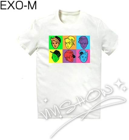 Amazon Exo エクソ ご愛着 メンバー 顔イラスト プリントtシャツ 韓国スター 服 韓流グッズ Exoグッズ Exo風 M Exo M Tシャツ カットソー 通販