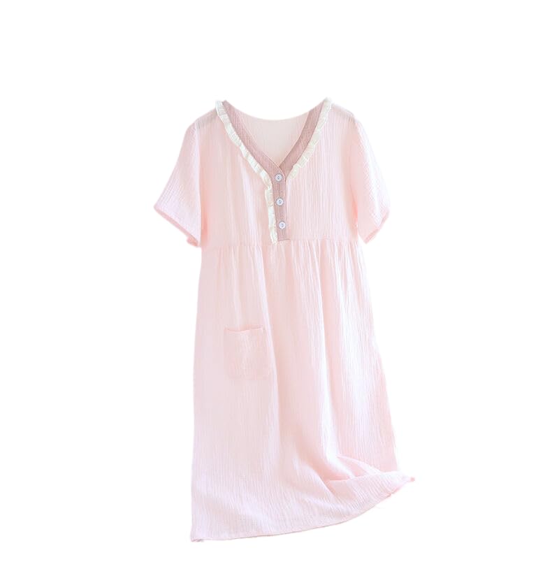 Camisón De Gasa Doble De Algodón De Verano para Mujer, Falda Corta, Estilo Bonito, Ropa para El Hogar para Niña