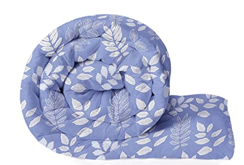 Image of HOMEKART 220 GSM Microfiber 4 Piece Comforter Bedding Set for Double Bed | King Size AC Comforter + Flat Bedsheet (90x100 Inch) & 2 Pillow Covers | Ultra Soft, Lightweight & All-Season (Blue & White)