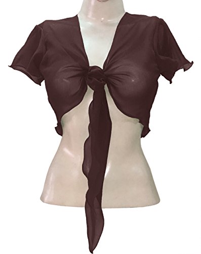 Image of Indian Trendy Women's Chiffon Short Sleeve Tie Top Choli Blouse Belly Dance Gypsy Tie Front Cardigan Tops
