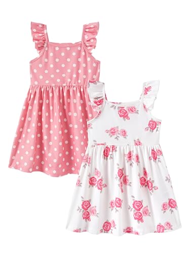 Image of PATPAT Multipack Girl Toddler Dresses Sleeveless Flamingo Striped Toddler Casual Dresses