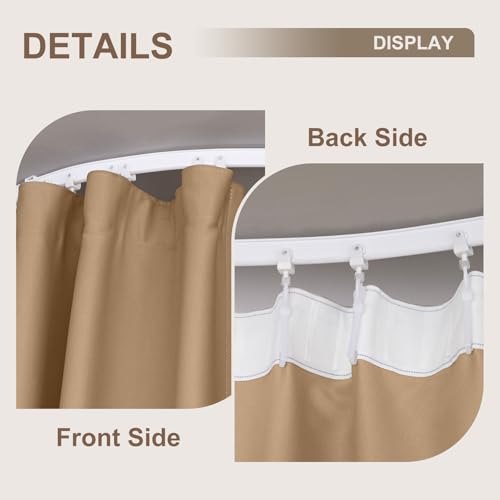 Image of Room Divider Curtains & Flexible Bendable Tracks Set,Privacy Dividers Ceiling Track Curtain Window Blackout Curtains for Living Room Bedroom (W100 x H84 in 1 Panel Khaki Drape & White Rail)