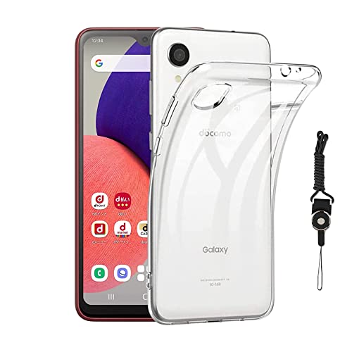 Galaxy A22 5G SC-56B 用の ケース クリア カバー TPU 耐衝撃 極薄 黄変防止 柔らかい すり傷防止 指紋防止 耐久 携帯便利 ストラップホール付属 ネックストラップ付 Galaxy A22