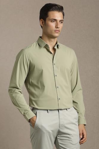 Image of Louis Philippe Men's Slim Fit Bamboo Blend Sustainable Stretch Young Formal Shirt