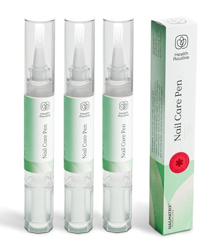 HealthRoutine Nail Care Pen 3pc — Cosmetic Nail Repair with Tea Tree Oil for Nail Fungus and Aloe Vera, Nail Strengthener and Hardener for Damaged, Brittle or Cracked Nails, Made in Austria