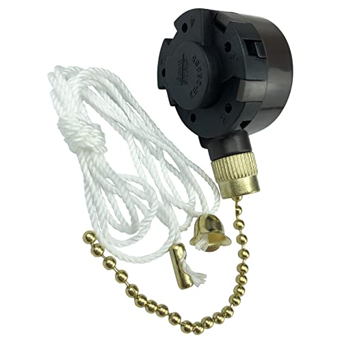 Image of Pull Chain Switch Replace for Zing Ear ZE-268S5 4 Speed 5 Wire Compatible with Ceiling Fan Switch Ceiling Fan Light Lamp Brass