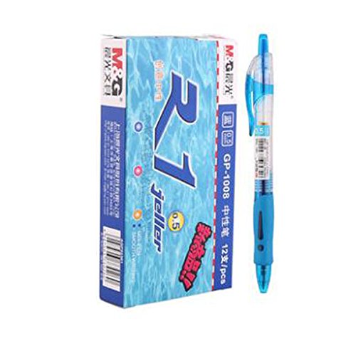 12 pcs M&G GP-1008 0.5mm Roller Gel Pen Retractable Smooth Writing (Blue)