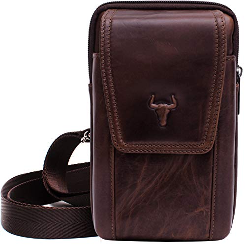Waist Pack Messenger Bags Tactical Cellphone Phone Pouch Bum Leather Bag Travel Bags Cases Holsters Saddlebag (9265 BROWN)