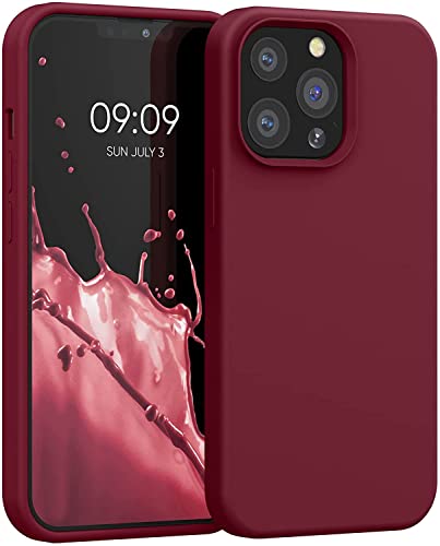 Image of M Cart Compatible with iPhone 13 Pro Max Case 6.7 Inch Liquid Silicone Soft Gel Rubber Slim Microfiber Lining Cushion Cover Shockproof Protective Phone Case for iPhone 13 Pro Max-Wine Red