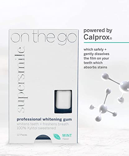 Supersmile Professional Teeth Whitening Gum – 100% Xylitol Sweetened Formula Removes Stains from Coffee – Sugar Free, Vegan, Kosher, 12 Count