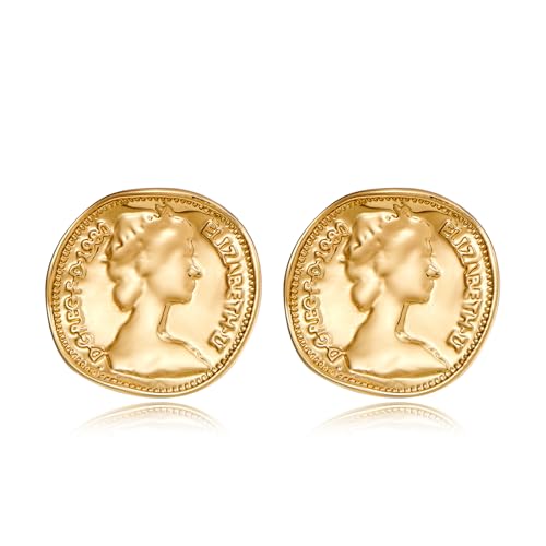 Gold Geometric Stud Earrings Chunky Statement Earrings for Women Irregular Crumpled Square Half-ball Triangle Heart Stud Earrings Jewelry Gifts