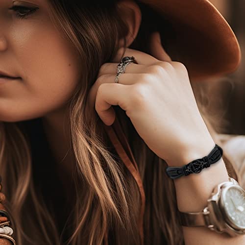 The Token Shop Adjustable Black Leather AA Bracelet with Alcoholics Anonymous Circle Triangle Charm | Sobriety Gift for Men and Women in Recovery4