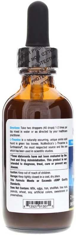 NuMedica L-Theanine Liquid (Natural Lemon Flavor) - 2 fl. oz (60 ml). includes Chamomile.