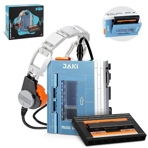 NEWABWN Retro Cassette Player Building Set with Headphones Display Model