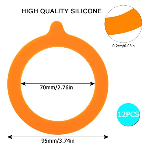 12 Pack Replacement Rubber Gaskets for Glass Jars MaehSab Airtight Rubber Seals Rings for Clip Top Storage Jars Reusable Silicone Leak Proof Seals for Mason Regular Mouth Canning Jars - Image 2