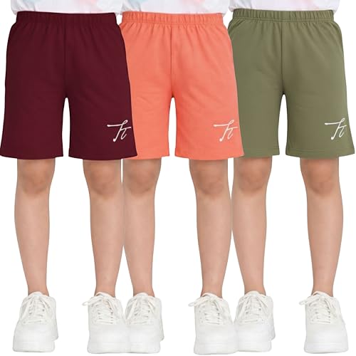 Image of TotzTouch Shorts for Kids Girls Pack of 3 | Summer Cotton Shorts| Kids Casual Cycling Shorts