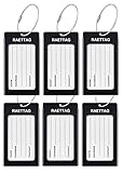 Luggage Tags, LLFSD RAETTAG Metal Suitcase Tags Travel Bag ID Identifier Luggage Tag (Black 6-Pack)