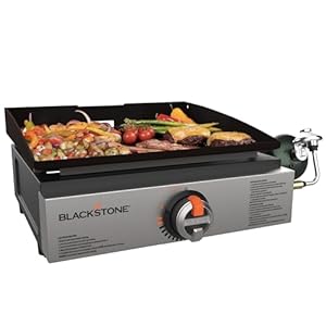 Blackstone 1971 Original 17” Tabletop Griddle with Stainless Steel Front Plate, Powder Coated Steel, Black