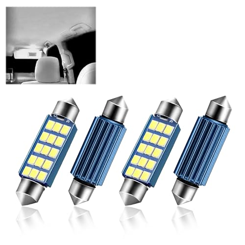 4 PCS 578 LED Bombillas Blancas 6500K 42mm miniatura 1